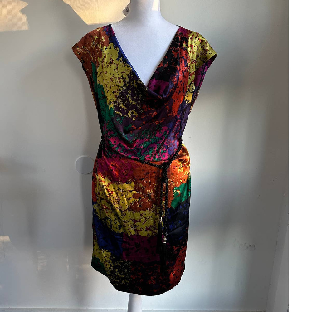 Trina Turk Multicolor Abstract Prink Silk Dress